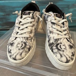 Roxy Surf Womens Sneakers Size 9 White Black Tie Dye Platform